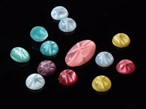 Lotto (13) cabochon in vetro ceco vintage raso moonglow star design - Foto 1 di 2
