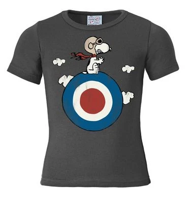 LOGOSHIRT® Snoopy T-Shirt - Peanuts Kinder Shirt - Target Pilot - blaugrau - LOGOSHIRT