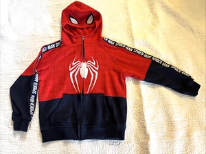 Marvel Spiderman zip sweatshirt with hood and applique detail Child Sz 7 pockets - Picture 1 of 9
