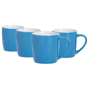 4x 350ml Coloured Coffee Mugs Blue Ceramic Tea Latte Cappuccino Cups Set - Picture 1 of 7