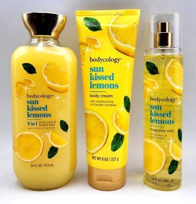 3 Bodycology Sun Kissed Lemons Body Wash Cream Fragrance Mist Citrus Amber Lot - Image 1 of 4