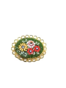 Italian Micro Mosaic Millefiori Venetian or Murano Vintage Brooch - Picture 1 of 8
