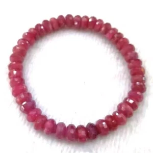 Bracciale elastico perle sfaccettate cristallo pietre preziose rubino naturale originale 10 mm AAAA - Foto 1 di 4