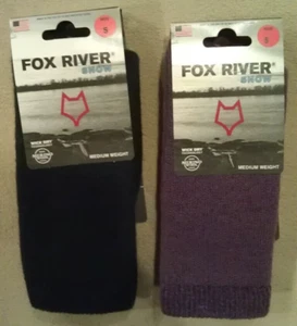 2 Pair Fox River Snow Mid Weight Kids Boys Girls Winter Socks Blue Purple 9-11.5 - Picture 1 of 7