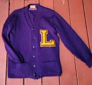 1950's 1940's Lufkin High School Panthers Letterman Jacket wool Button - Picture 1 of 11