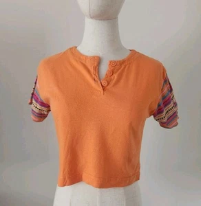 CHRISTIE BROOKS 90's Vintage Short Sleeve Orange/Multi Color Top. GIRLS Med. - Picture 1 of 9