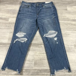 American Eagle TomGirl Jeans High Rise Distressed Medium Wash Raw Hem Neu 16 - Bild 1 von 9