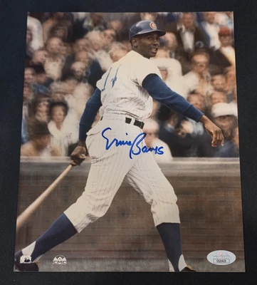 ERNIE BANKS Signed 8x10 Photo-HALL OF FAME-CHICAGO CUBS-JSA Authentication - Image 1 of 3