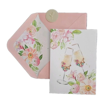 Tarjeta de boda de papiro copas de champán 🍾 🥂 Foto 1 de 4