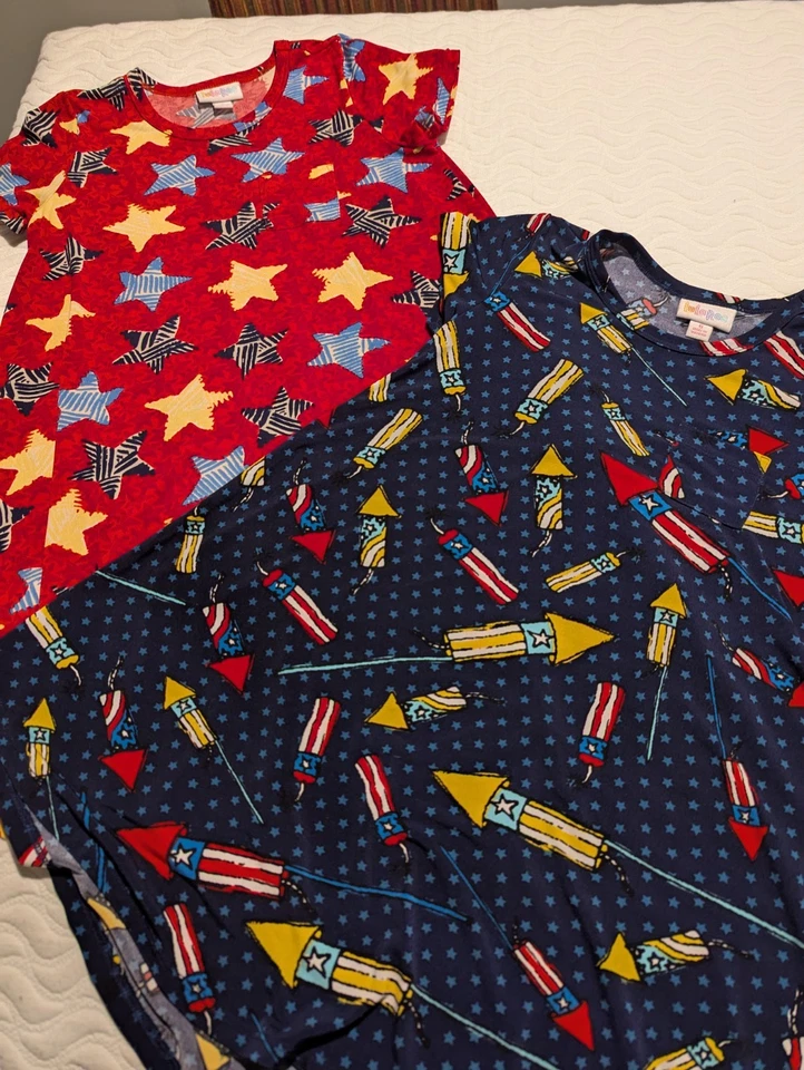Vestidos Columpios LulaRoe Carly Niñas Talla 6 Patrones Patrióticos Poliéster/Spandex Usados en Excelente Condición Foto 1 de 4