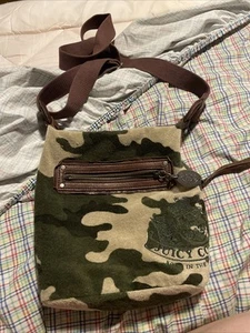 JUICY COUTURE Army Green Camo Crossbody Handbag Purse Adjustable Strap Y2k Terry - Picture 1 of 11