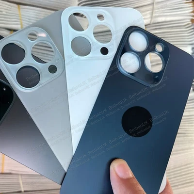 Back Glass Big Hole Rear Cover with Logo For iPhone 15 14 13 12 11 8 XS X SE Lot - Image 1 of 4