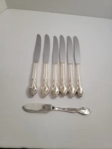 Mondiali ROGERS LADY DENSMORE SILVERPLATE SET DI 6 COLTELLI DA CENA spargitore lotto - Foto 1 di 5