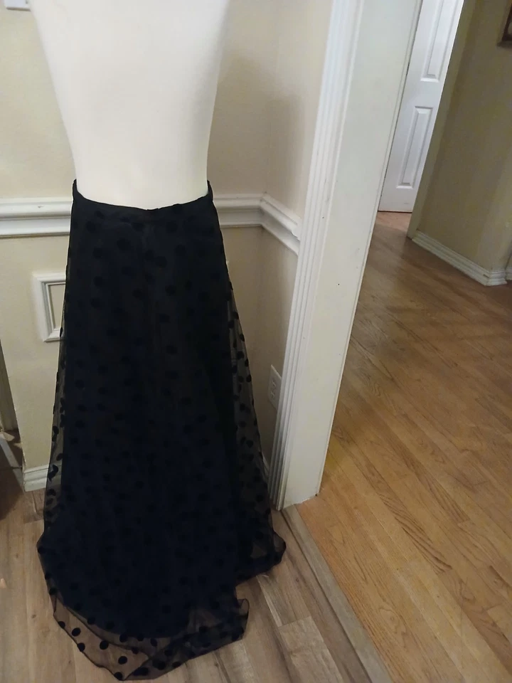 Maxi Falda Vintage Chetta B Negra Cintura Alta Talla 4 Fiesta Vacaciones Foto 1 de 4