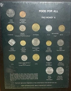 Pannello Monete FAO 6 Monete Verde Scuro 19 Agricoltura Alimentare Nazioni Unite F.A.O. - Foto 1 di 2