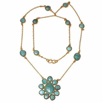Collana pietra preziosa con piedi di amazzonite fatta a mano gioielli... - Immagine 1 di 4