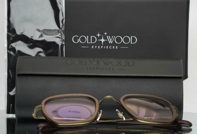 GOLD & WOOD Titan 04.02 Brown Mens Square Full Rim Eyeglasses 46-24-145 B:35 - Image 1 of 4