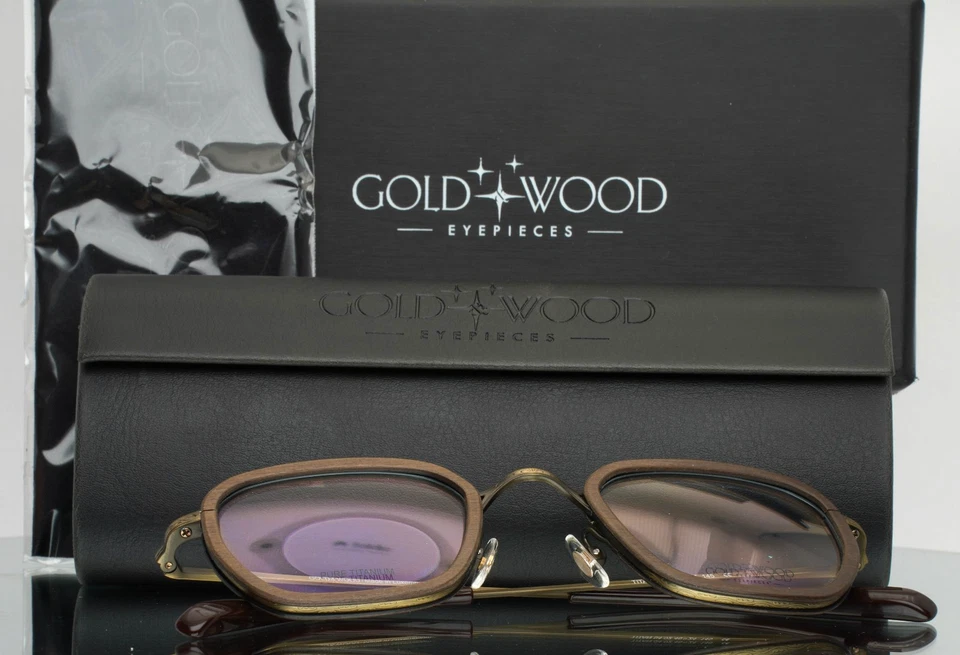 ORO Y MADERA Titan 04.02 Marrón Hombres Cuadrado Borde Completo Anteojos 46-24-145 B:35 Foto 1 de 4