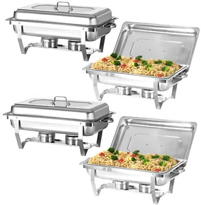 4 Pack 8qt Chafing Dish Sets Food Warmer for Serving, Buffet & Catering - Picture 1 of 7