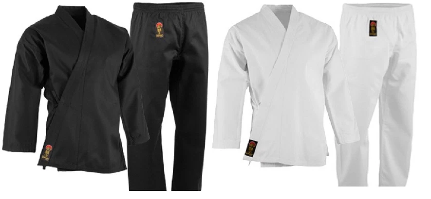 ProForce 7.5 oz. Medium Weight Uniform BLACK OR WHITE For Karate TKD Training - Image 1 of 1