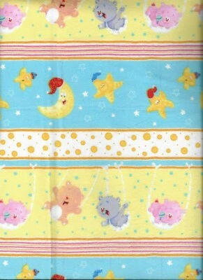 Nuevo Wish Upon a Star Stripe con Bear & Moon 100 % tela de franela de algodón por yarda Foto 1 de 4