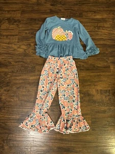 Natalie Grant Boutique Fall Thanksgiving Ruffle Girls Outifit Sz:5 - Picture 1 of 7