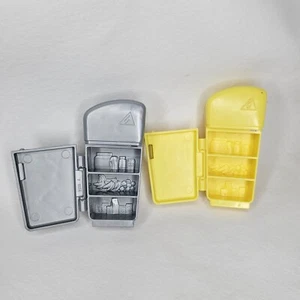 Doll House Refrigerator Plastic Silver Gray Yellow 2pc Miniature Modern Kitchen  - Picture 1 of 3
