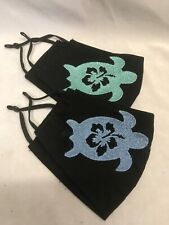 unbranded 2 Cotton Turtle with hibiscus flower Mask Handmade