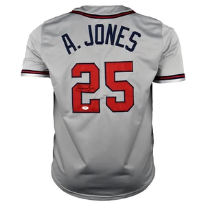 ANDRUW JONES  SIGNED  CUSTOM  XL  ATLANTA  GREY JERSEY, JSA COA #WIT592727 - Picture 1 of 4