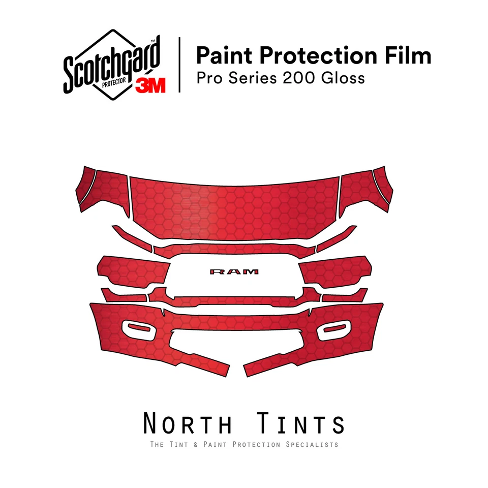 Dodge Ram 2500 2019-2024 3M PRO película de protección de pintura precortada sujetador transparente kit PPF Foto 1 de 4