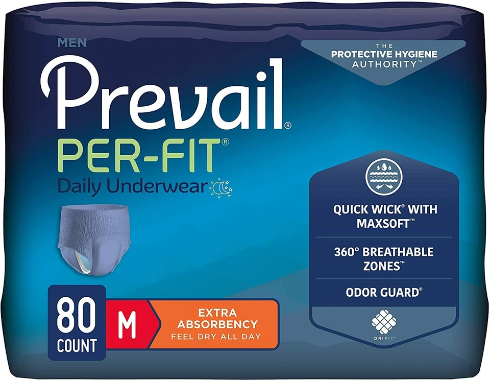 Prevail Per-Fit Adult Absorbent Underwear Men Medium Disposable #PFM-512 - CS/80