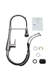 Single Hole Full Pull-out Kitchen Tap with 360° Stainless Spout - Picture 1 of 49