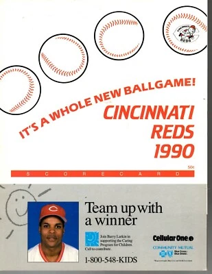 1990 July 12-15) Baseball program New York Mets @ Cincinnati Reds, unscored ~ EX - Image 1 of 4