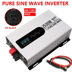 Inverter 2500W 5000W Pure Sine Wave Power 12V DC to 110 120V AC LCD Car Boat RV - Picture 1 of 11