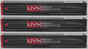 NEW 3-PACK NYX Ombre Lip Duo HEARTS & SPADES Red/Black Lipstick Lip Liner OLD03 - Picture 1 of 12