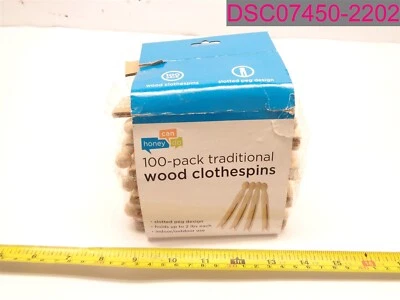 100 Pack Honey-Can-Do Traditional Wood Clothespins DRY-01389 - Image 1 of 4