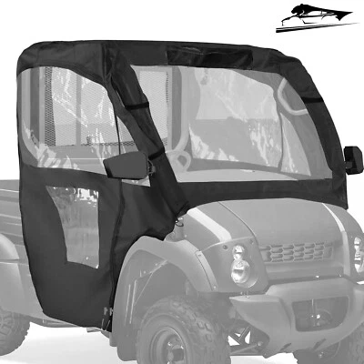 For Kawasaki Mule 600 610 4x4 XC Black+Clear Soft Door Kit UTV Cab Enclosure - Image 1 of 4