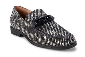 Cole Haan Women's Stassi Chain Tweed Loafers New Size 6 Slip On Black & White - Picture 1 of 12