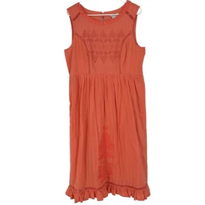 Sundance O Relish The Day besticktes Kleid Größe Large pfirsich Midi gefüttert 100 Baumwolle - Bild 1 von 10