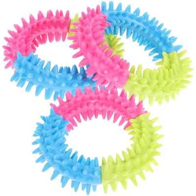  3pcs/pack Colorful Interesting Trainning Dog Toy Trichromatic Ring Chew Small - Image 1 of 4