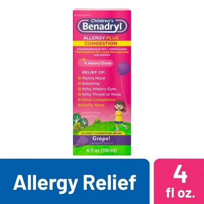 Líquido para aliviar la congestión Children's Allergy Plus, uva, 4 fl oz Foto 1 de 4