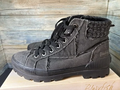 Blowfish Malibu Botines Negro Borde Crudo Jean Mujer’s 10 Tejido Puño Cremallera Lateral Foto 1 de 4