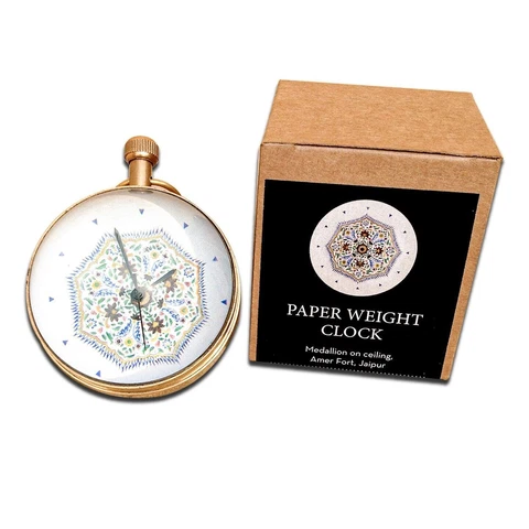 Collectible Brass Clocks With Domed Glass And Monument Details Amer Fort (Ganesh Cover