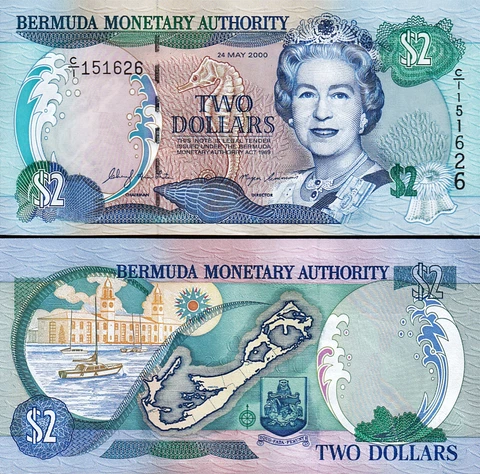 Bermuda 2 Dollars 2000, UNC, P-60a, Prefix C/I Cover