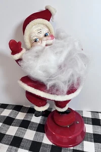 Vintage Flocked Santa Musical Box Works Made In Japan Jingle Bells Loose Beard - Picture 1 of 8