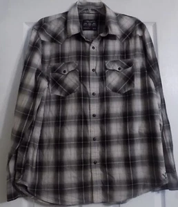 Men's American Eagle Long Sleeve Plaid Shirt Size XL Vintage Fit Black Gray - Picture 1 of 5