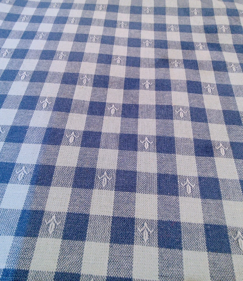 Gingham Blueberry Country Blue White Checked Fabric by the Yard - Image 1 of 1