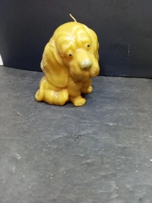 ❤️ VTG Handmade Yellow Dog Wax Candle Puppy Pet Animal Unscented Damage See Pics - Image 1 of 4