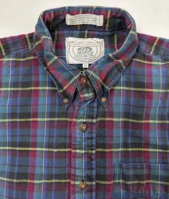 Camisa Oxford Universitaria De Colección John Ashford Hombres XL Apretada Colorida A Cuadros Manga Larga Foto 1 de 4