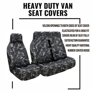 For Ford Transit Van MK6 MK7 MK8 Heavy Duty Waterproof Van Seat Covers Grey Camo - Picture 1 of 7